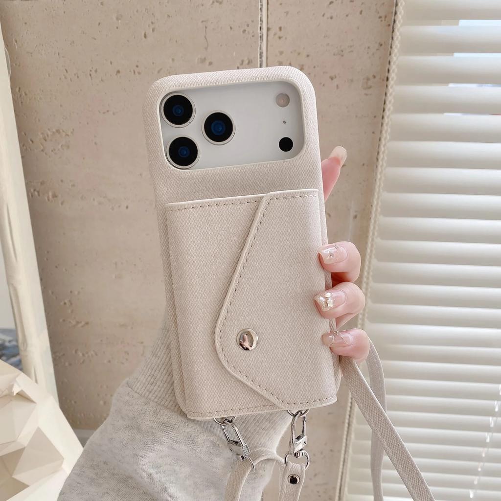 Lanyard Phone Case for iPhone 17 Air 16E 15 14 11 Pro Max 13 12 11 Mini X XS XR 8 Plus Wallet Card Holder Leather Cover
