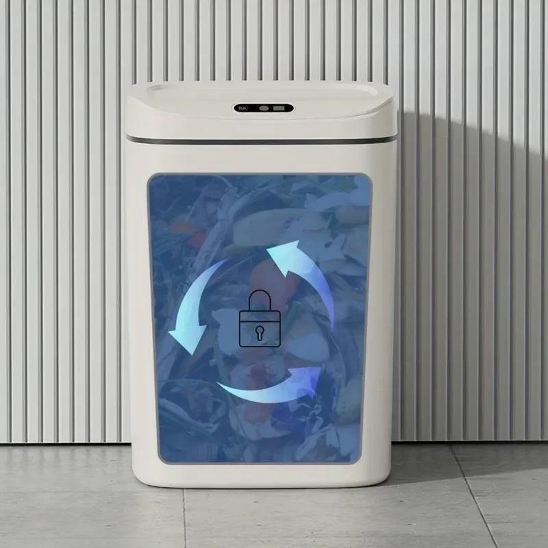 16L Smart Sensor Trash Can Waterproof Garbage Storage Box with Lid Three-sensor Mode USB Bathroom Kitchen Bedroom Wastebasket