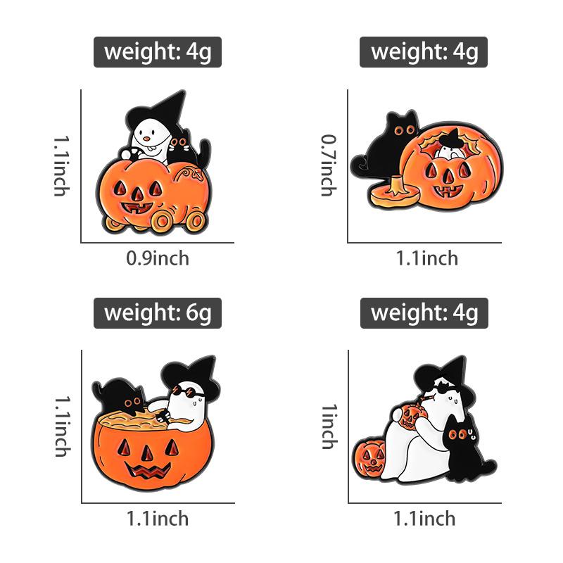Halloween Pumpkin Cat Enamel Pins Custom Cute Ghost Mr. Brooches Lapel Badges Clothes Animal Jewelry Gift for Friends