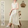 Long with Cool Summer Loose Everyday Autumn [MSFQSNB] Women's Dress, V-Neck, Sleeveless, Pockets, Retro, Dress, Figure-Flattering, Fit, Slimming,