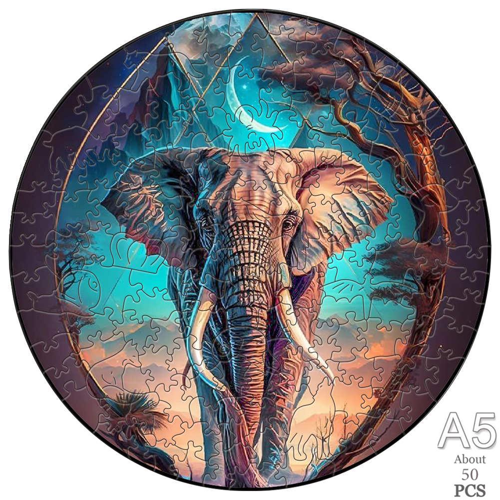 Unique Elephant Wooden Puzzle Adult Stress Relief Toys Circular Animal Shapes Holiday Birthday Gift Wood Jigsaws
