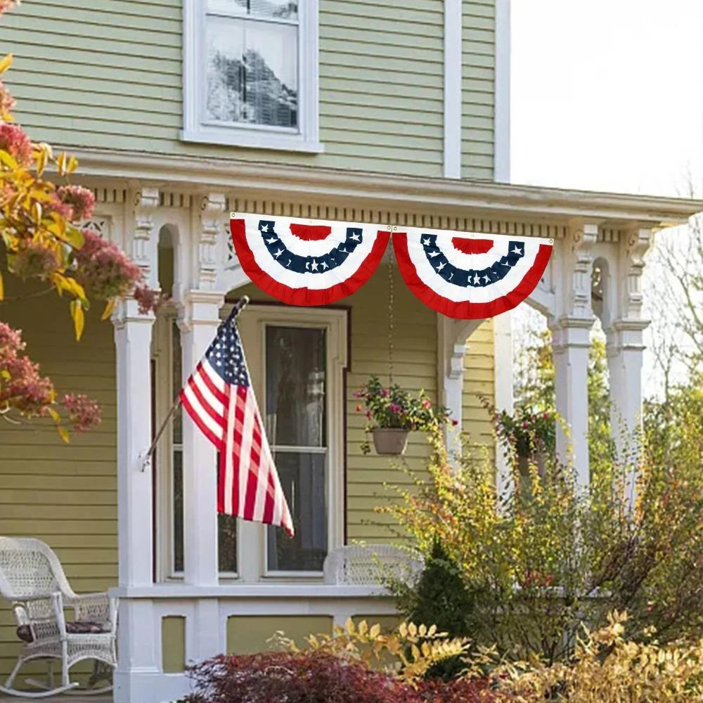 Independence Day Decoration Outdoor Garden Decoration Fence Fence Pendant Fan Flag Hanging Happy Easter Banner Sign Wall Banner