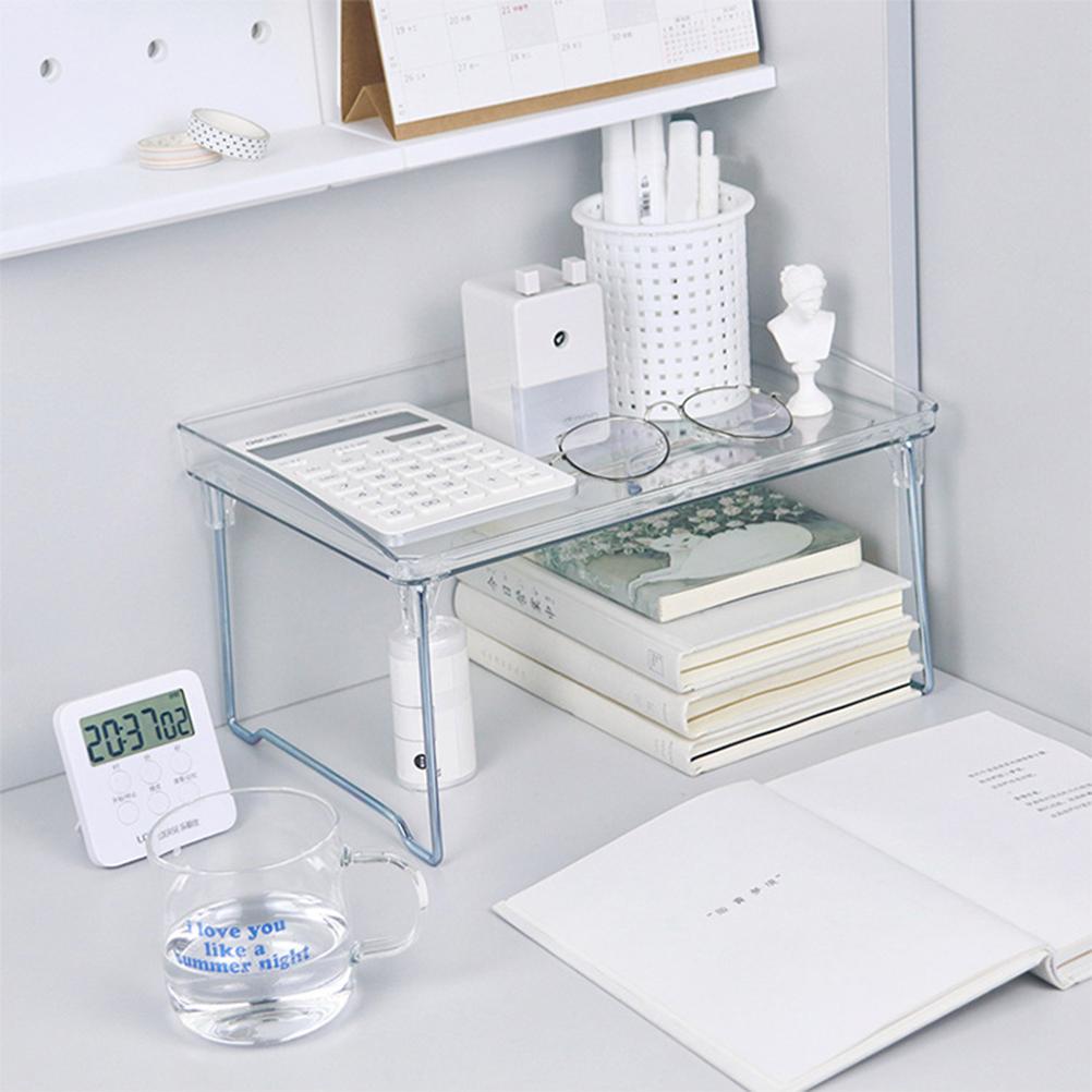 Large Capacity Desktop Storage Rack Clear Acrylic Kitchen Shelf Single Layer Office Desktop File Organizer