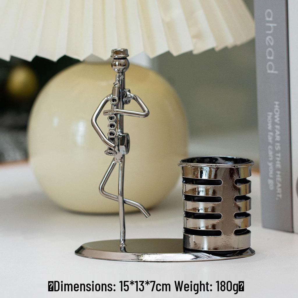 Band Little Iron Man Wrought Iron Figurine for Home Decor and Wine Cabinet Decoration