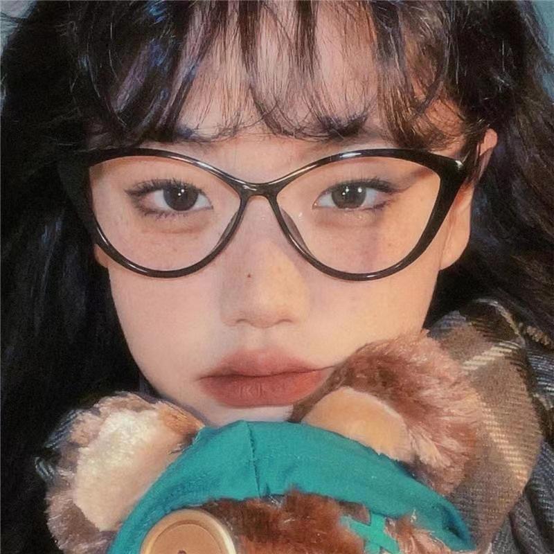 Women Trendy New Cat Eye Glasses Anti Blue Light Retro Large Frame Triangle Spectacle Frame Anti Radiation Eyeglass For Woman