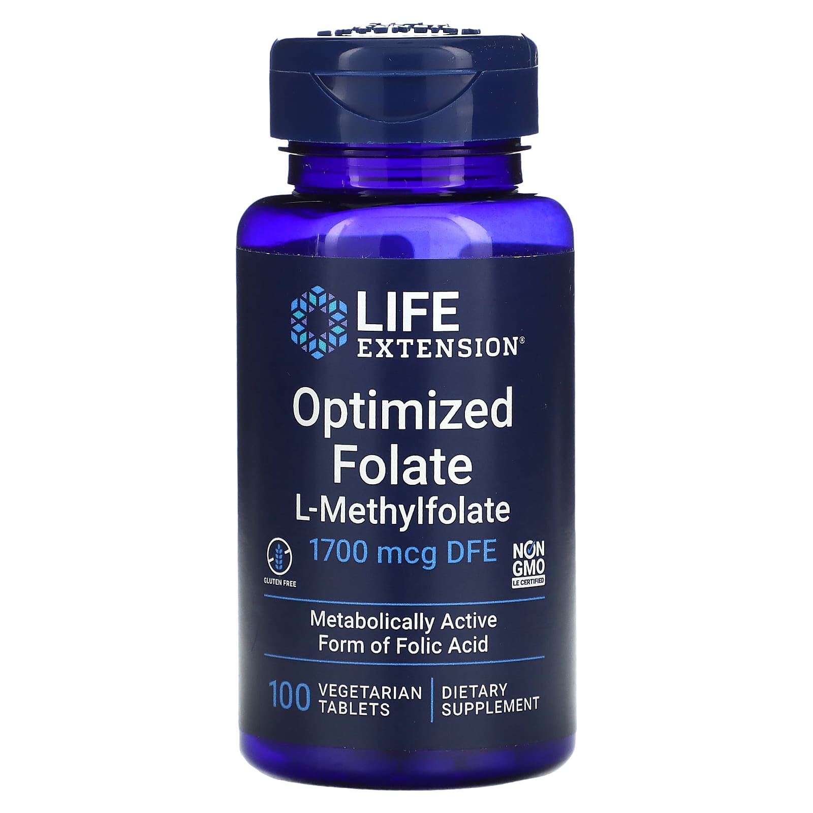 

Life Extension, Optimized Folic Acid, 1,700 mcg DFE, 100 Veggie Capsules