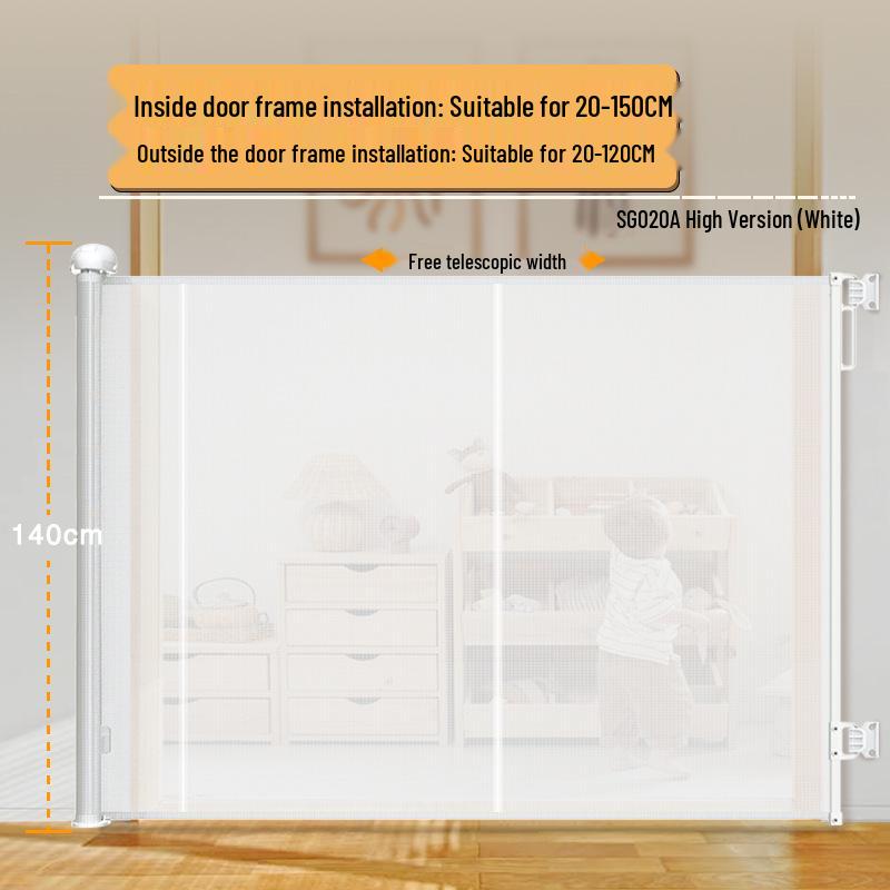 140cm Tall Pet Gate: Anti-Jump & Anti-Drill Barrier for Cats and Dogs