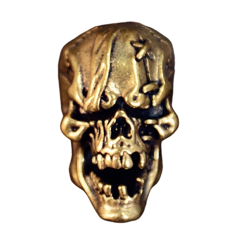 Kupfer Totenkopf Lanyard Perlen Anhänger für Schlüsselbund Tragen, Vintage Ausrüstung Abstandshalter Charm für Taschenlampen Lanyard und Paracord Zug