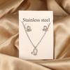 Double Chains Necklace And Earrings Zircon Sets Female Wedding Party Cubic Zirconia 316L Stainless Steel Pendant Zircon Gifts