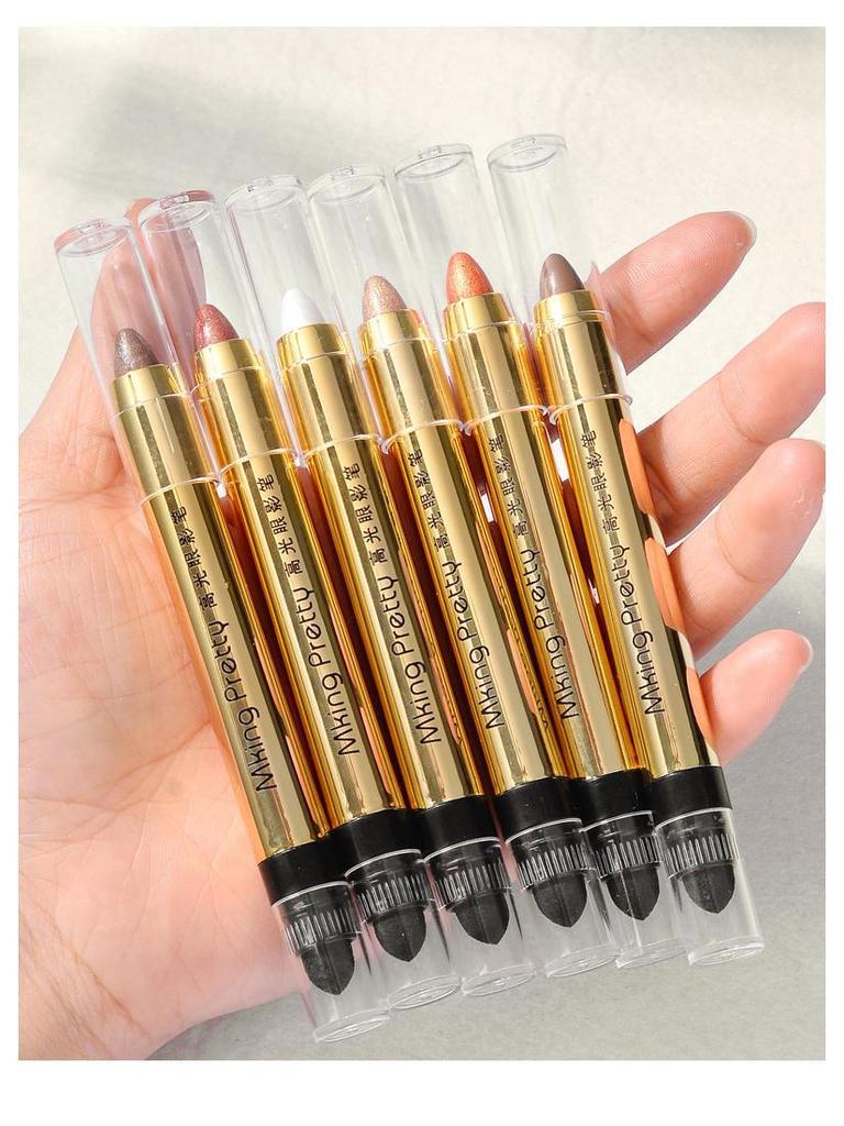 MKING Lazy Eye Makeup: Highlight & Lying Silkworm Double-Ended Eye Shadow Pen - Smudge-Free Eye Makeup Repair Cream