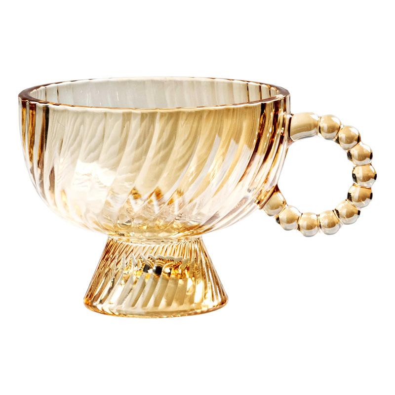 Summer Glass Light Luxury Transparent Cup Household Cold Drink Cup Coffee Cup Ins Ice Cream Cup Premium Water Cup