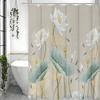 Chinese Ink Painting Lotus Flower Lotus Leaf Goldfish Shower Curtain, Bathroom Decorative Shower Curtain, Waterproof Shower Curt