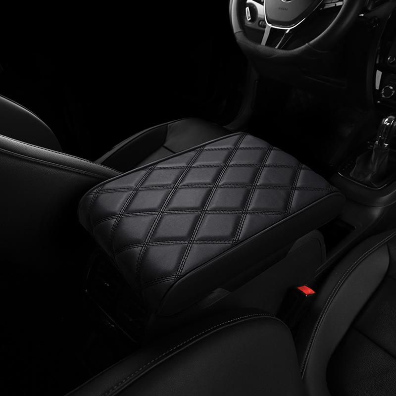 Diamond Quilted Nappa Leather Car Armrest Pad with Memory Foam