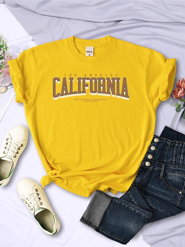 Los Angeles California The Winnerof Tournaments T-Shirt Women Summer Breathable T Shirts Street Clothes Simple Soft Short Sleeve