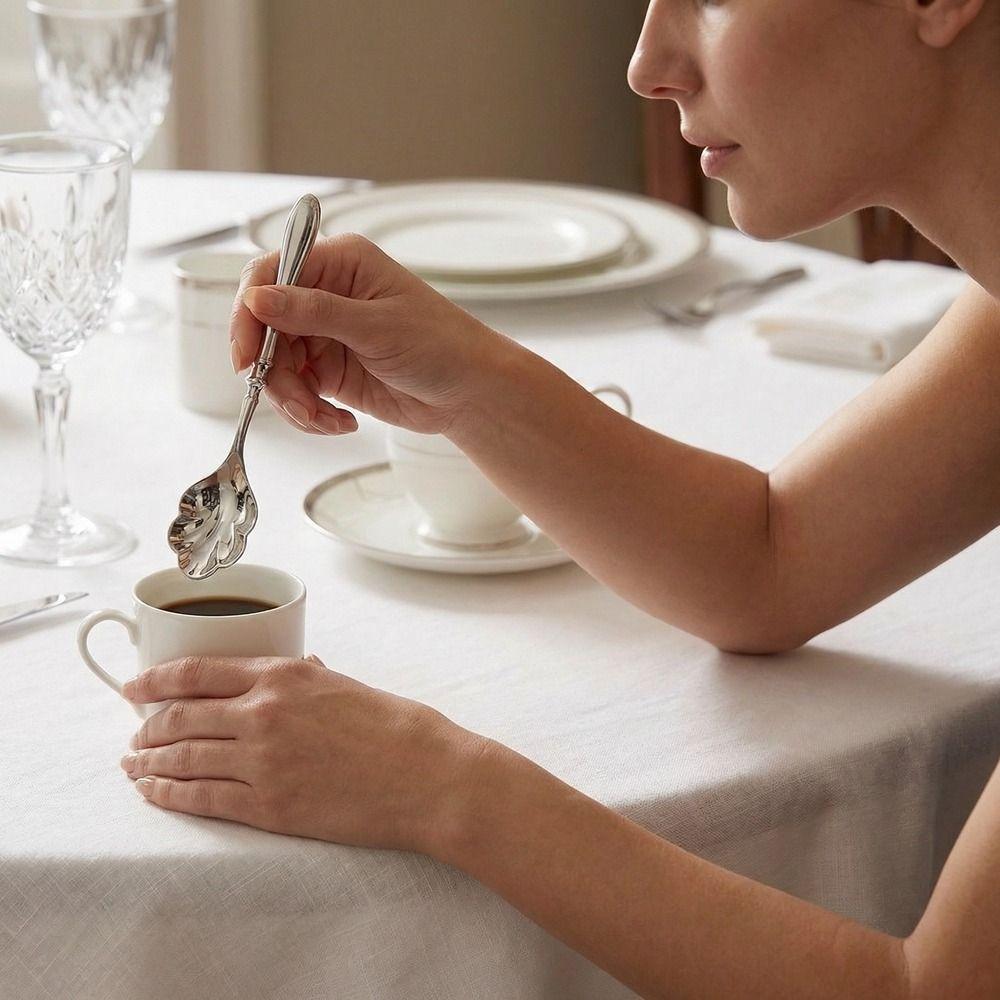 Französische Edelstahl-Löffel Muschelform Suppenlöffel Kreative Dessertlöffel Restaurant