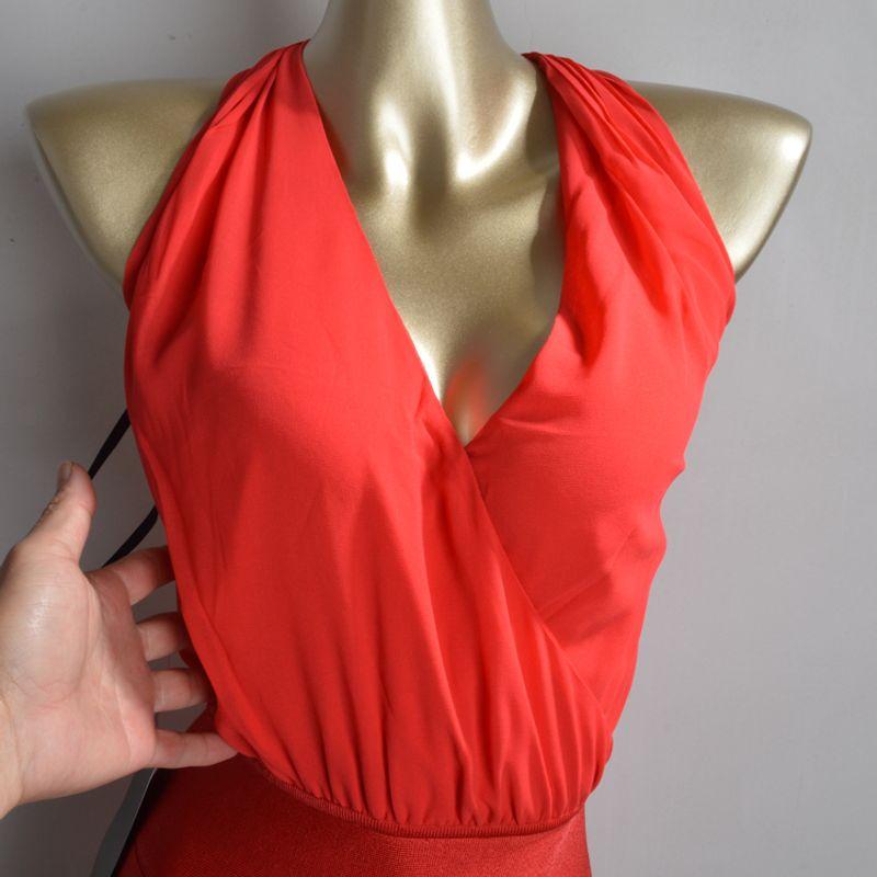 

Export Single Fashion a Brand Classy Fashion Sexy Clothing Knitting Patchwork Bandage One-Piece Dress Women Red defective product S