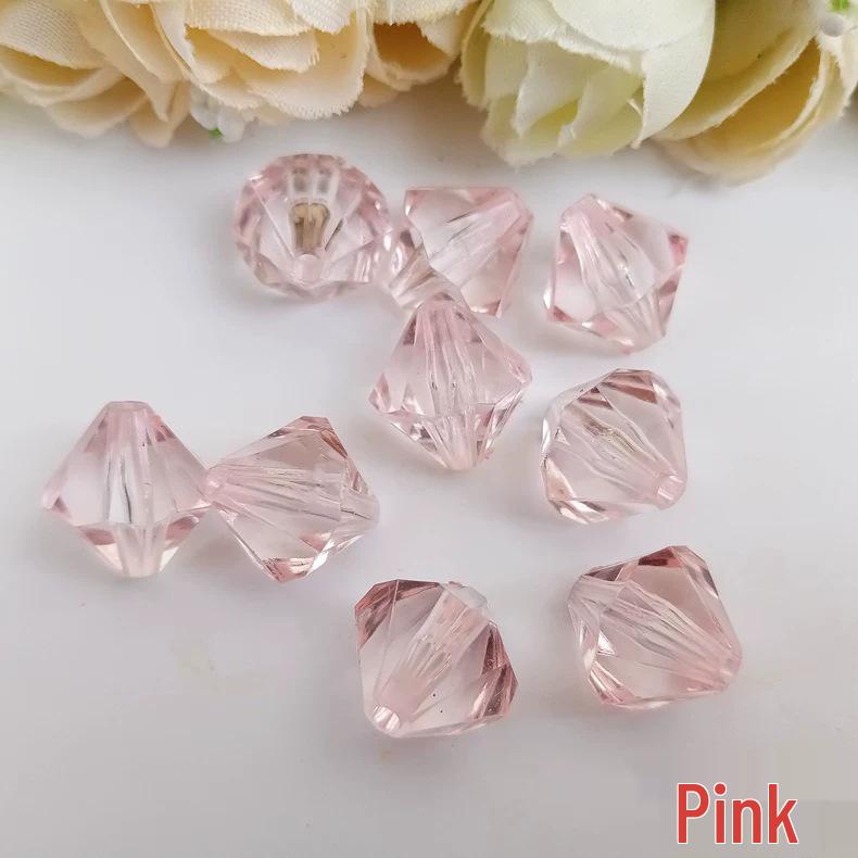 Acrylic Transparent 14mm Double-Pointed Rhombus Imitation Crystal Beads for DIY Jewelry Accessories and Colored Door Curtains