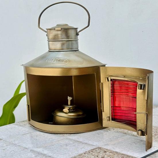 Set of 2 Nautical Brass Oil Lantern, Maritime Brass Port Light, Collectible Ship Lantern, Marine Oil Lamp, Customize Lantern 27.94 cm