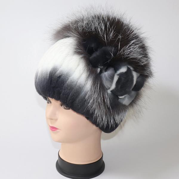 

Зимняя женская шапка из 100% натурального меха кролика рекс, женские теплые шапки из натурального меха кролика рекс, хорошие эластичные шапки из натурального меха, теплые шапочки Good elasticity 52cm-60cm белый/темно серый