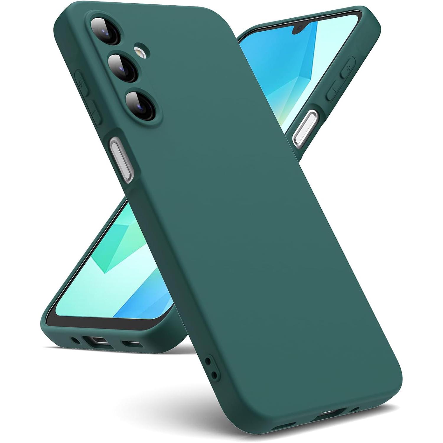 

Роскошный жидкий силиконовый чехол для Samsung Galaxy A56 A36 A26 A16 A06 A05 A05S A15 A25 A35 A55 A04 A04E A04S A14 A24 A34 A54 Мягкий резиновый чехол Чехол-бампер Samsung Galaxy A35 темная армия зеленый