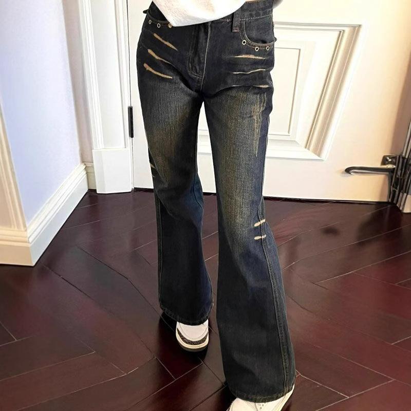 Retro Micro Flare Jeans Women High Waisted Thin Petite Fashionable Comfortable Versatile Loose Wide-legged Trousers Jeans for Women Long Denim Pants