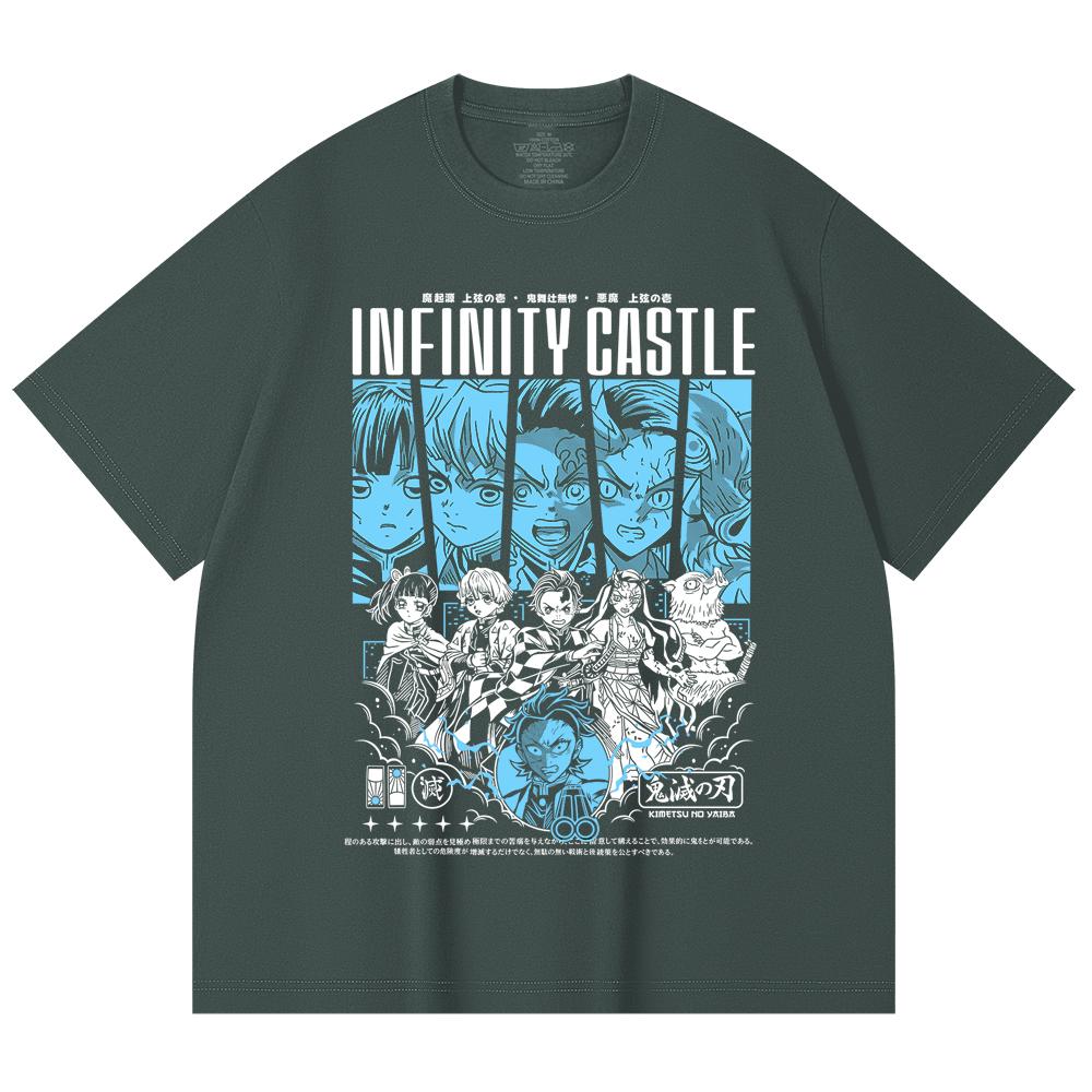 230 Gsm 100% Cotton Demon Slayer V88 Infinity Castle Print Unisex Heavy Cotton T Shirt