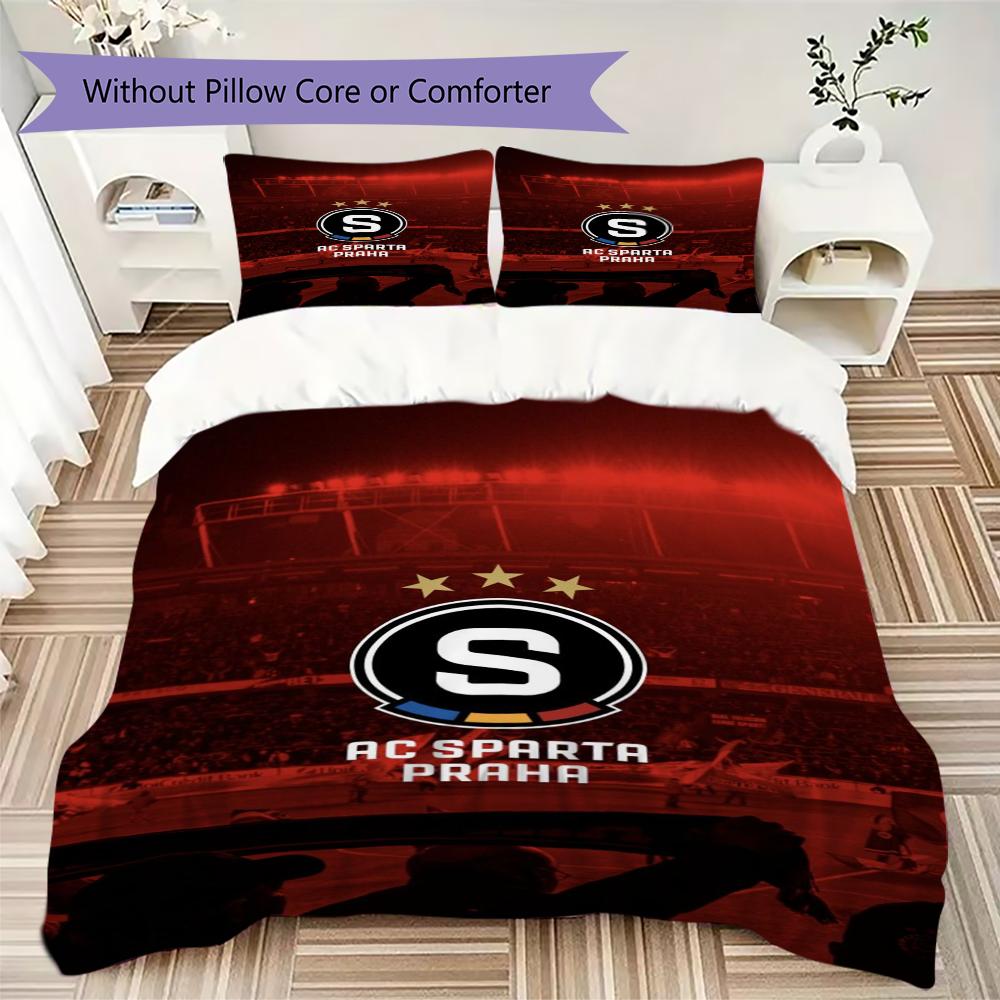 AC Sparta Praha Muster Bettwäsche Steppset Bettbezug Kissenbezug Heimdekoration Geburtstagsgeschenk (1 Bettbezug + 2 Kissenbezüge (ohne Füllung))