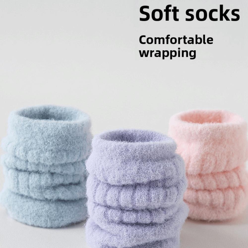 Velvet Terry Infant Floor Socks Solid Color Knitted Socks New Plush Baby Socks  for Newborns