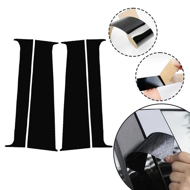 4Pcs Glossy Black For VW T5/T6 2008- Car Pillar Post Door Window Trim Cover Kits B C Column Stickers Auto Exterior Parts