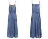 Ethnic Embroidered Denim Strappy Maxi Dress - Slimming Ankle-Length Style