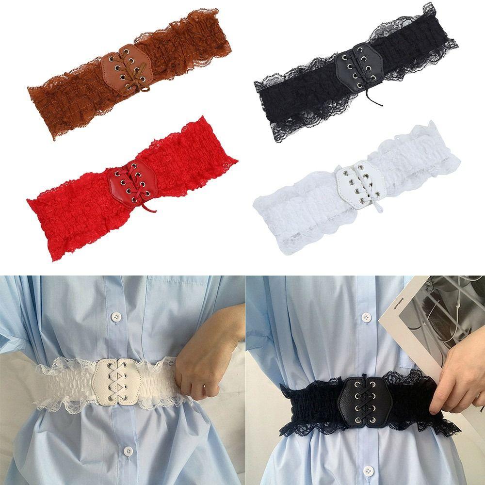 Retro Lace Wide Waist Belt Decorative Body Shapewear Fashion Waist Seal  For Women Lady Girl Bridal