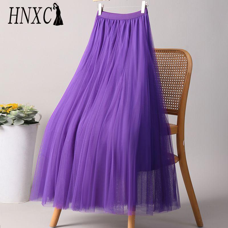 

HNXC 28 кольорів Жіноча модна повсякденна літня весняна спідниця M фіолетовий