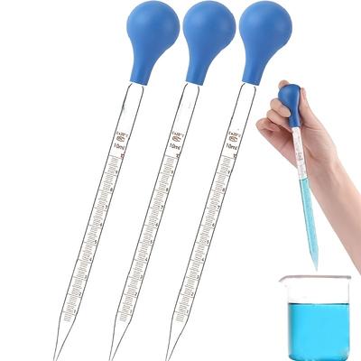 1PC Glass Graduated Droppers Lab Pipettes Dropper Glass Liquid Pipette With Big Rubber Hats 10ml Glass Stir Rod