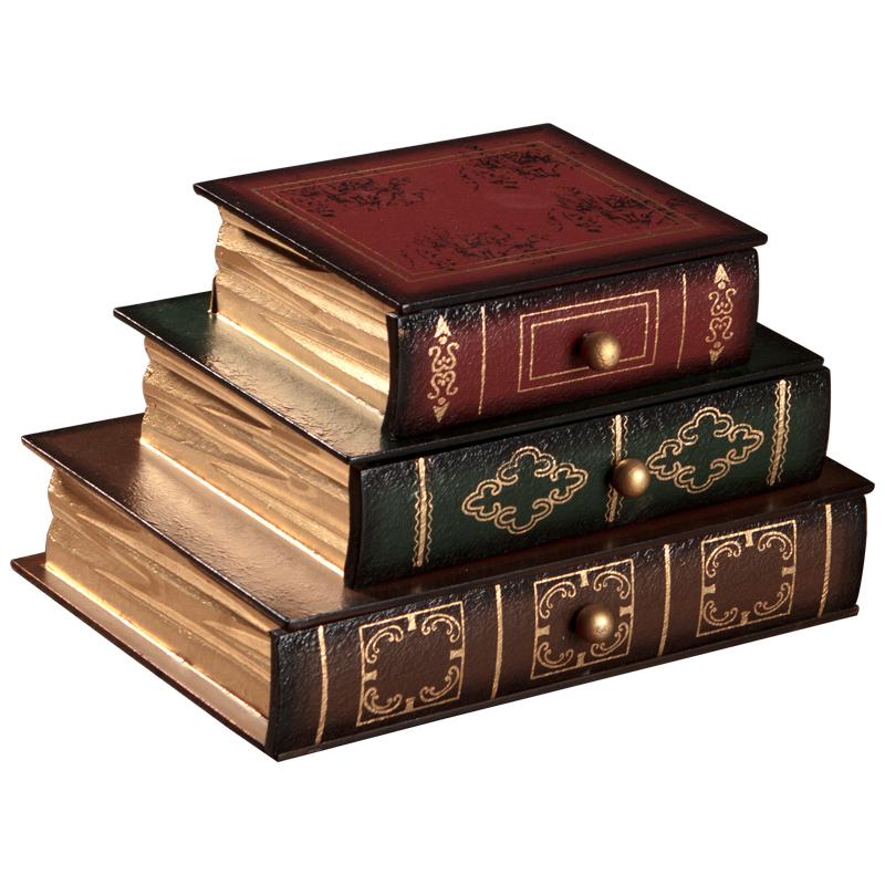 Vintage Wooden Book Shaped Storage Box Decorative Items Home Bedroom Jewelry Box Ornaments Office Study Desk Storage Accessories