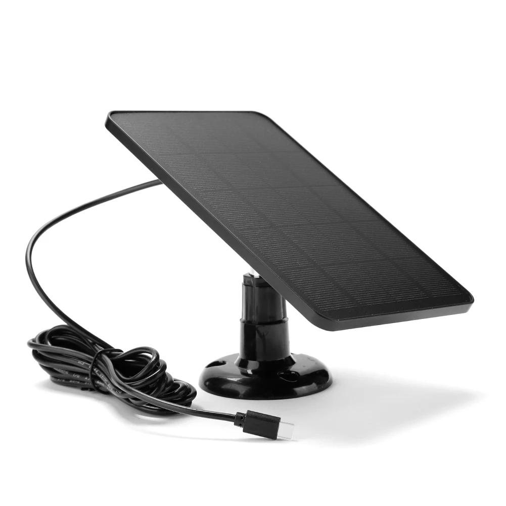 5V 30W Solar Panel Micro USB & USB-C Port Solar Charging Panel 9.8 Ft Charging Cable for Security Camera for Eufycam 3C/2C/2 Pro