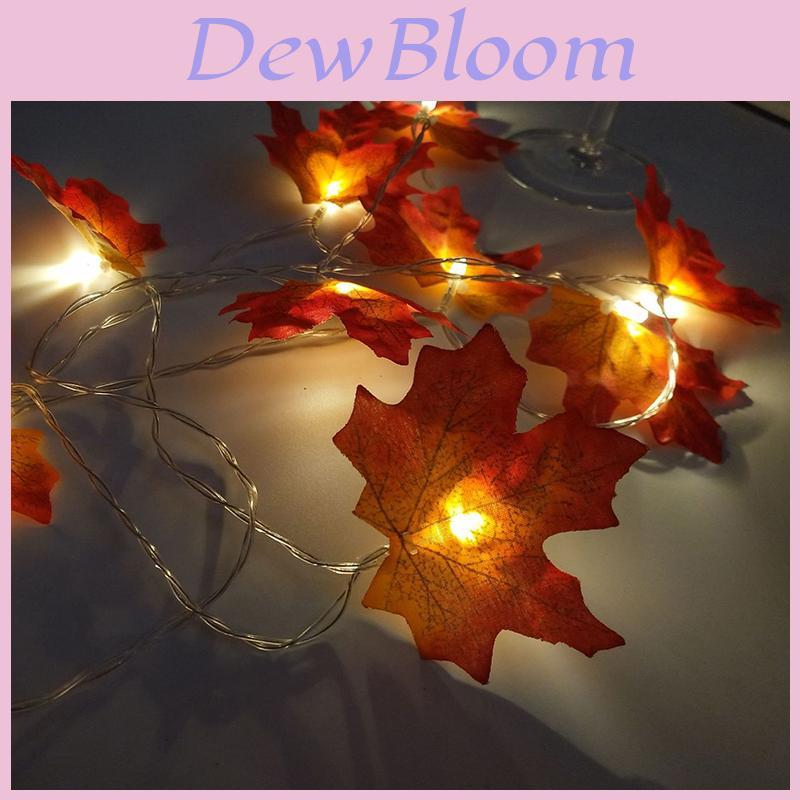 Vibrant Christmas Pendant Maple Leaves Lighted Fall Garland With 10/20/30 Led String Lights For Festive Decor