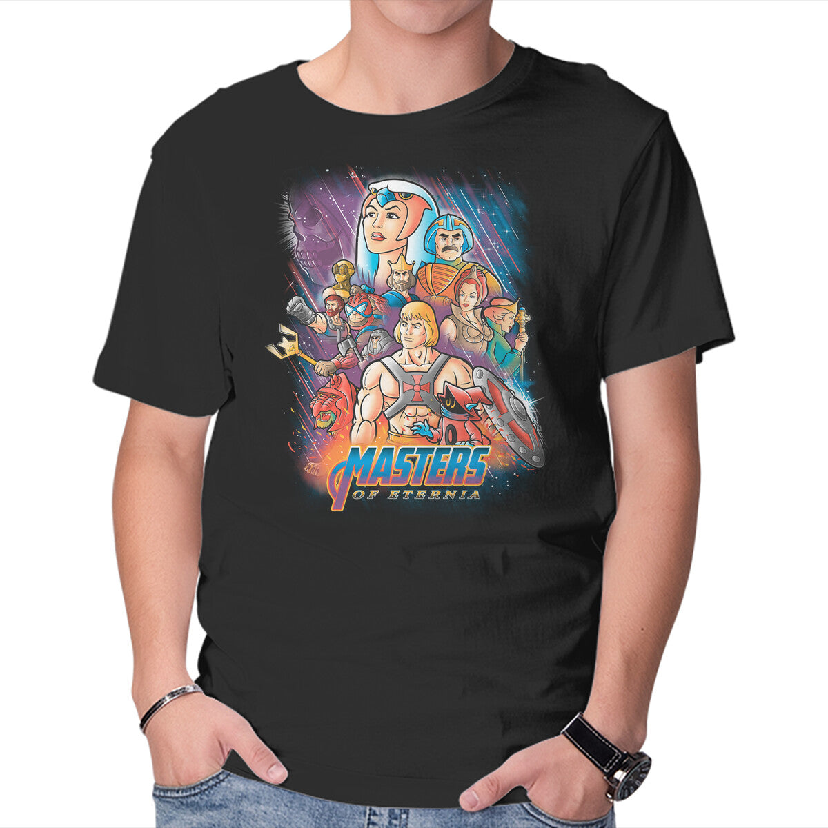 Unisex Crew Neck T-Shirt Masters Of Eternia Graphic Short Sleeve Casual Tee L