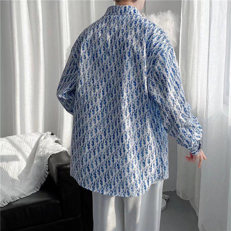 Men's Retro Striped Spring Long-Sleeve Shirt, Hong Kong Style Inner Jacket