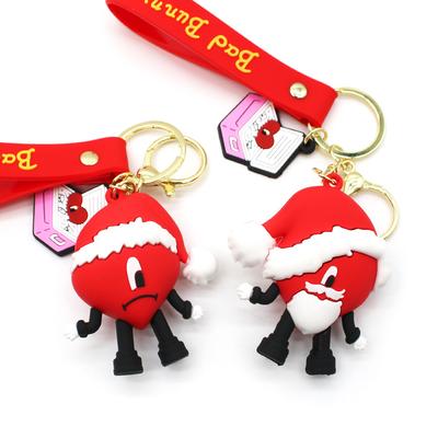 Silikon Weichgummi 3D Hase Bad Bunny Schlüsselanhänger Herz Anhänger Schmuck Mode Halloween Kürbis Weihnachten Schlüsselanhänger Geschenke