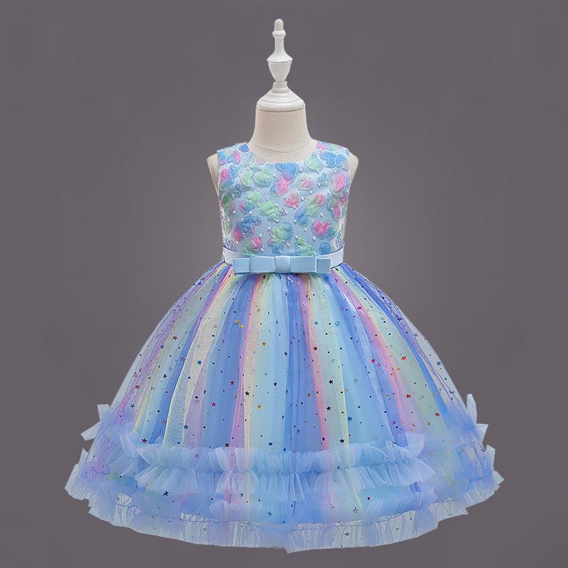 Rochie fetiță drăguță colorată cu imprimeu rochie de vară occidentală rochie prințesă pentru copii