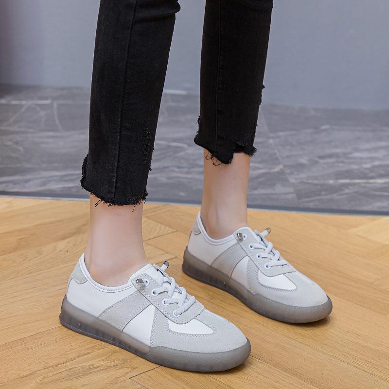 Women's 2023 White Cowhide Soft Sole Shoes - Breathable Mesh Casual Sneakers for Summer & Autumn