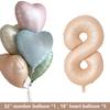1set Retro Caramel Heart Balloons with 32inch Number Foil Balloon For Kids 1st Birthday Party DIY Decoration Supplies Wedding