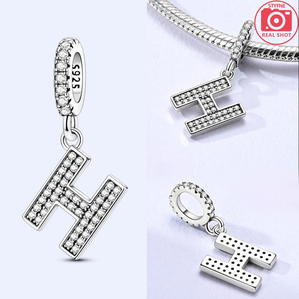 Classical 26 English Letters Original Charms White Zircon Beads Fit Copper Bracelet Accessories Women Diy Fine Gift Jewelry