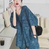 Korean-Style Denim Jacket & Shorts Set for Women - Summer Casual, Simple Wide-Leg Design