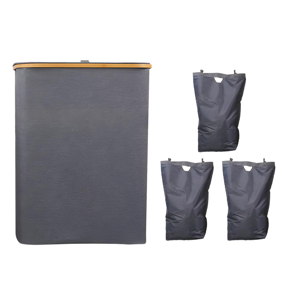 160L Laundry Hamper with Lid Large Collapsible 3 Dividers Dirty Clothes Basket Organizer with Handles and Removable Inner Bags