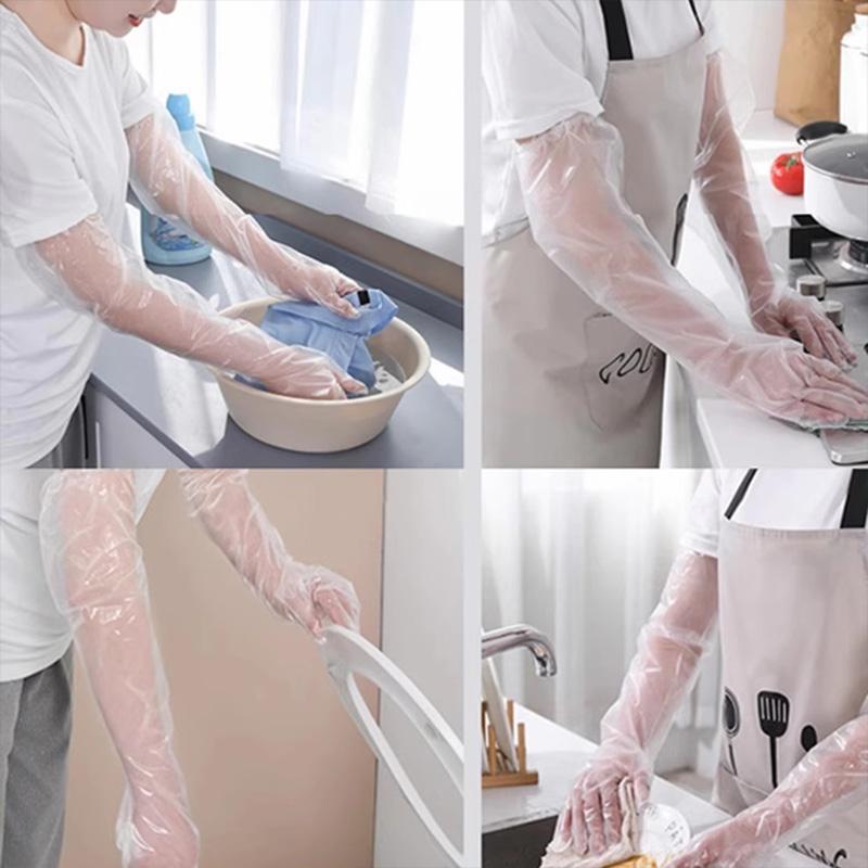 30Pcs Disposable Arm Guard Gloves Kitchen Household Cleaning Waterproof Elastic Drawstring Lengthened Cpe Long-Arm Gloves Women