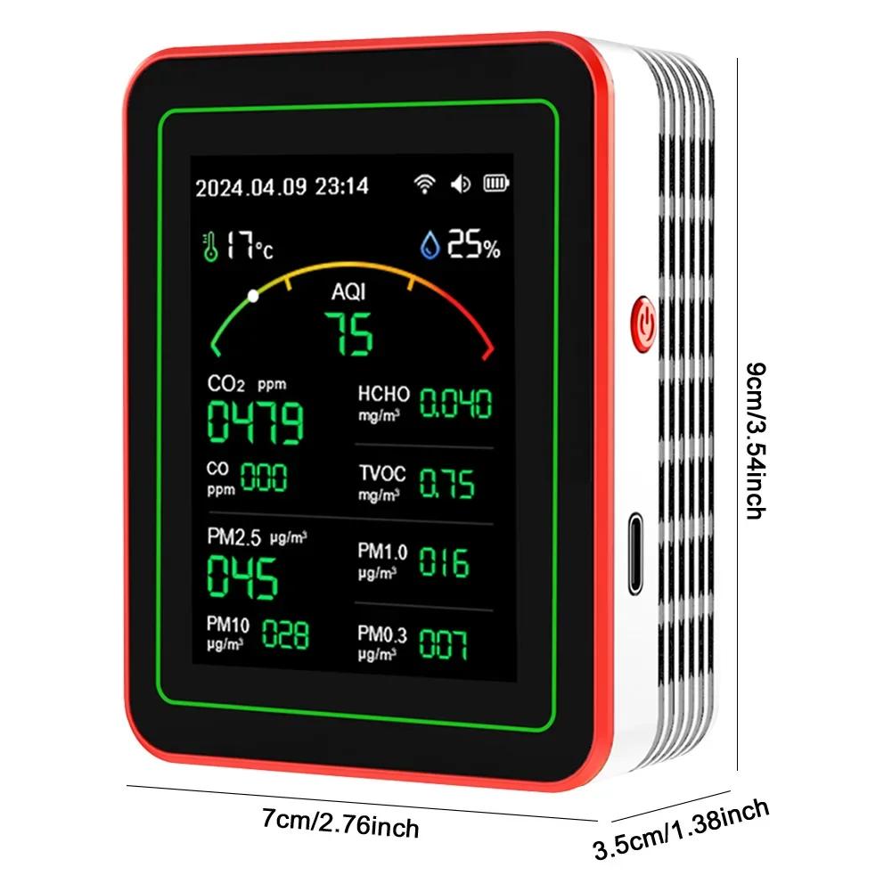 WiFi 15-in-1 Air Quality Detector TFT Display Portable AQI PM0.3 PM1.0 PM2.5 PM10 Tester APP Control Temperature Humidity Meter
