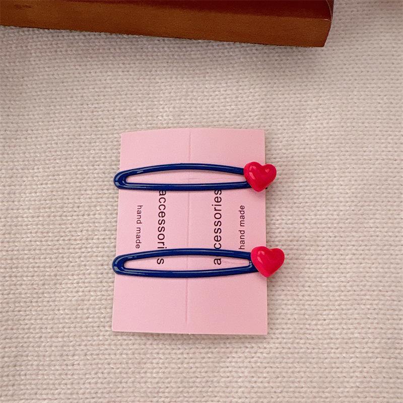 1Pair Sweet Girls Hairpins Bangs Hair Clips Korean Fashion Barrettes Love Heart Decor Y2K Girls Charm Hairgrips Hair Ornaments