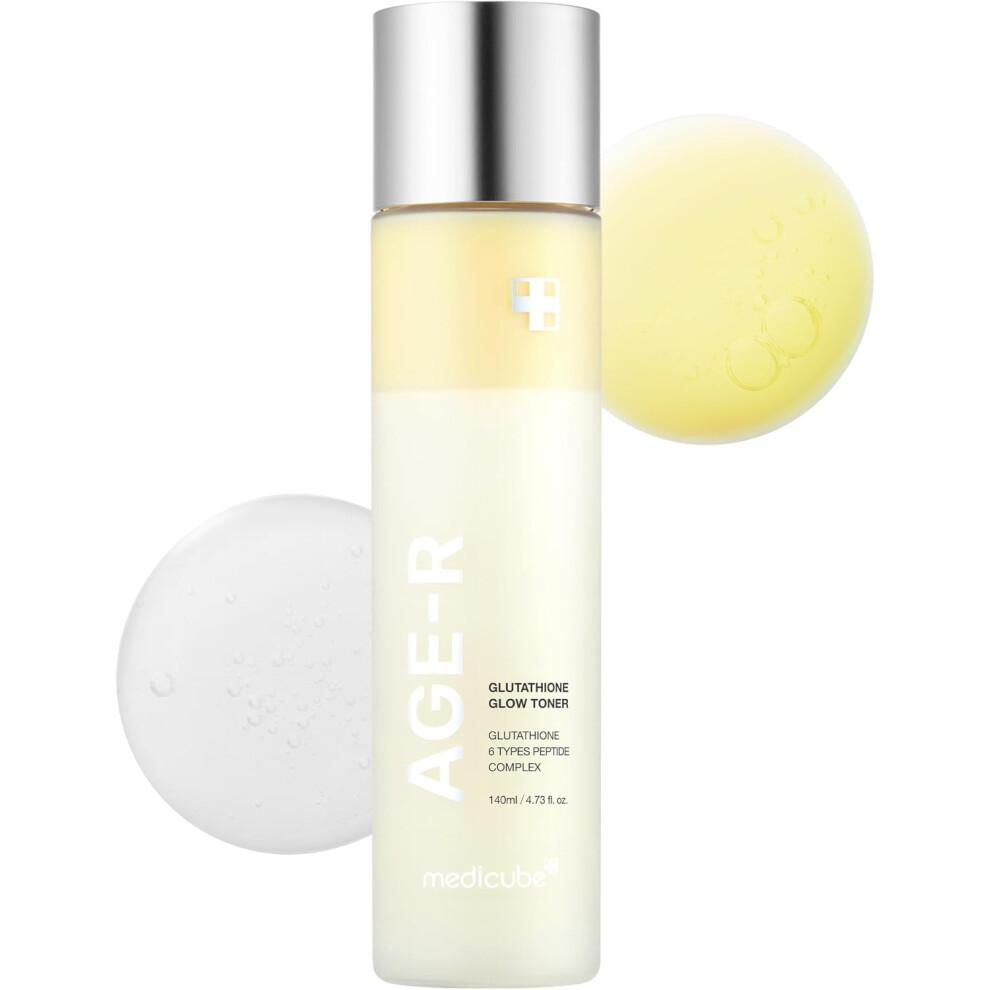 Medicube Age-R Glutathione Glow Toner - Milky 2-Phase Toner with Peptides & Glutathione for Glass Skin Effect - Radiant, Hydrated Complexion - 140 Ml