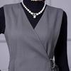Zhili 2025 V-Neck Gray Slim Fit Midi Vest Dress - Simple, Elegant Spring Style